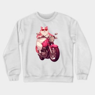 Cool cat riding motorbike Crewneck Sweatshirt